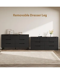 gaomon 7 Drawer Dresser for Bedroom, 55" Wide Freestanding Wooden Storage Chest Living Room