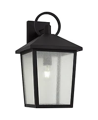 John Timberland Westmont 18" High Modern Outdoor Wall Light Fixture Mount Porch House Weatherproof Sand Black Aluminum Glass Shade