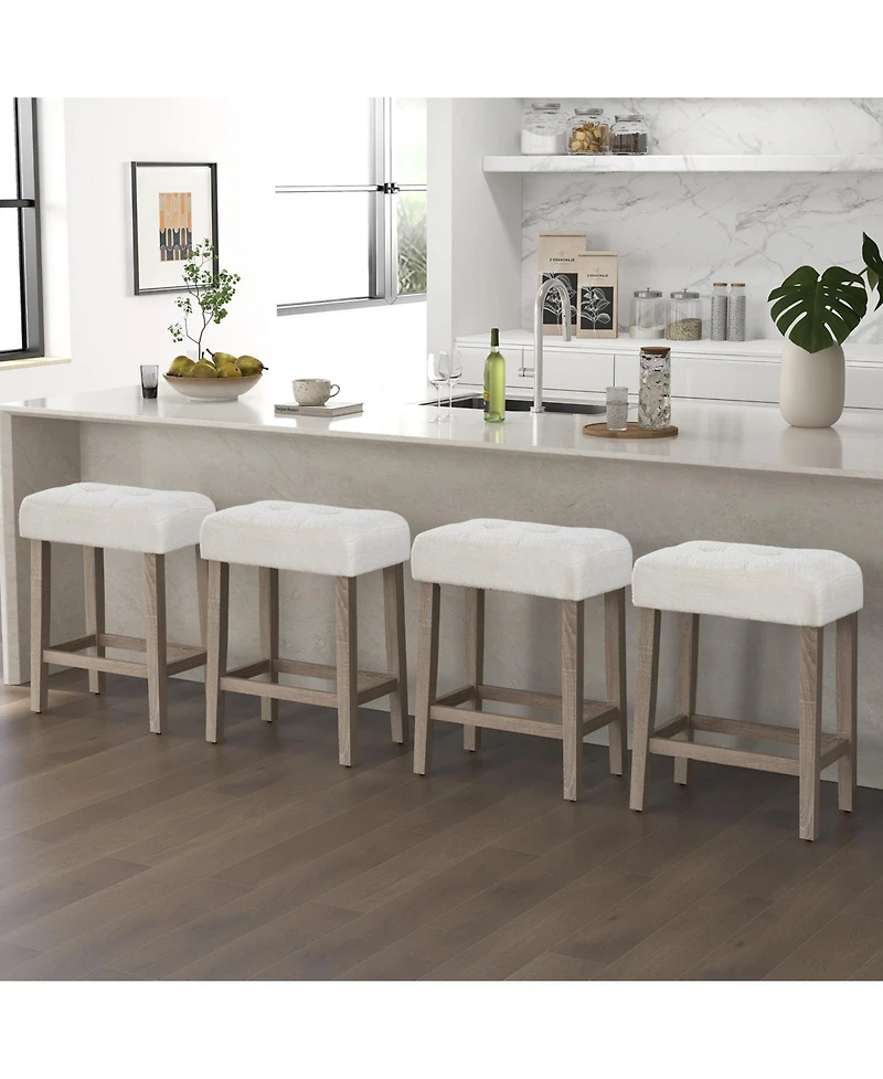 Slickblue Stylish 2 Piece Bar Stool Set Counter Height Rubber Wood Legs Seating Set