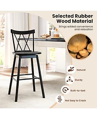 Slickblue Set of 2 Windsor Style Bar Stools with Backrest and Footrest for Kitchen Island Seating