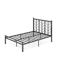 Gouun Metal Platform Bed with Decorative Branch Headboard