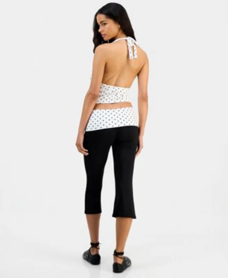 Just Polly Cropped Halter Top Fold Over Leggings