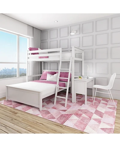 Max and Lily L-Shaped Twin over Full Bunk Bed with Desk