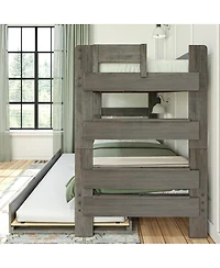 Max and Lily Solid Wood Modern Farmhouse Twin over Bunk Bed with Trundle