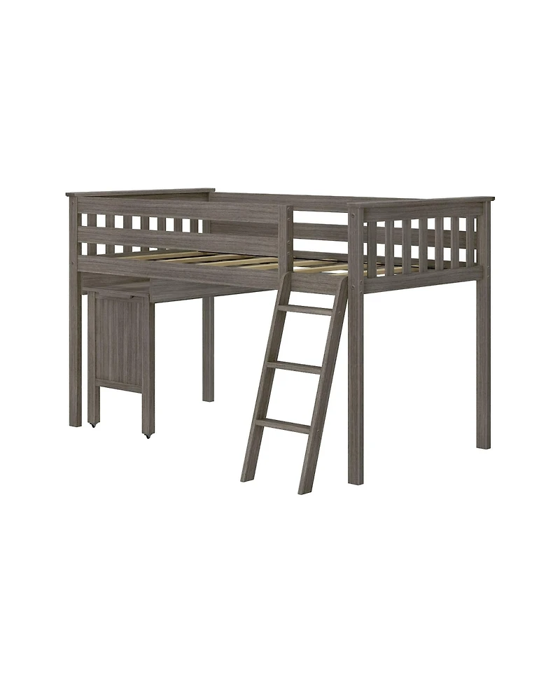 Max and Lily Solid Wood Twin Loft Bed, Bed with Pull Out Desk Ladder for Kids