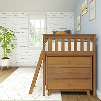 Max & Lily Twin-Size Low Loft with Pull-Out Desk and 3-Drawer Dressers