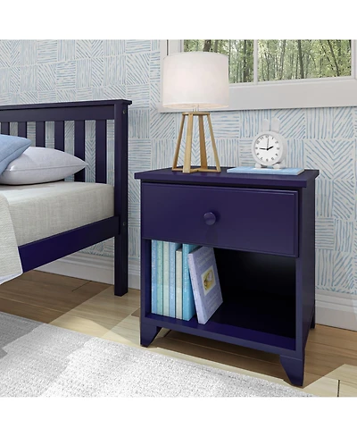 Max and Lily Classic Wood Nightstand with 1 Drawer, Kids Bedside Table/End Table, Small for Bedroom, Pecan