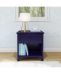 Max and Lily Classic Wood Nightstand with 1 Drawer, Kids Bedside Table/End Table, Small for Bedroom, Pecan