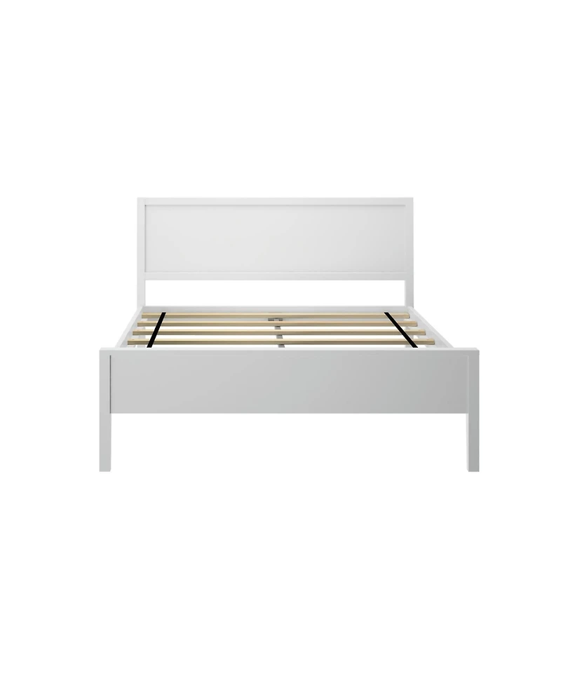 Max and Lily Full Bed Frame with Headboard, Solid Wood Platform for Kids, Pecan