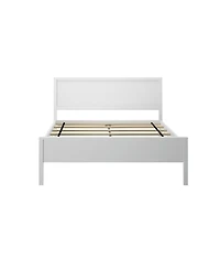 Max and Lily Full Bed Frame with Headboard, Solid Wood Platform for Kids, Pecan