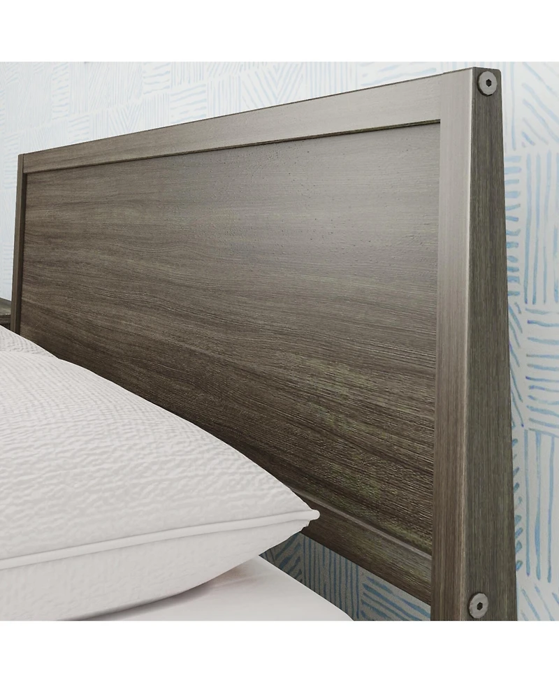 Max and Lily Full Bed Frame with Headboard, Solid Wood Platform for Kids, Pecan