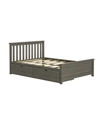 Max and Lily Full Bed Frame with Storage Drawers, Solid Wood Platform for Kids