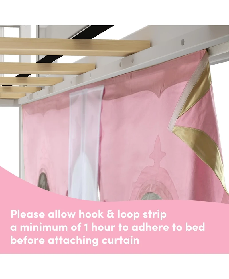 Max and LilyLow Bunk With Easy Slide Gold Princess Curtain, Clay