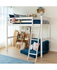 Max and Lily High Loft Bed, Twin Bed Frame For Kids, Clay