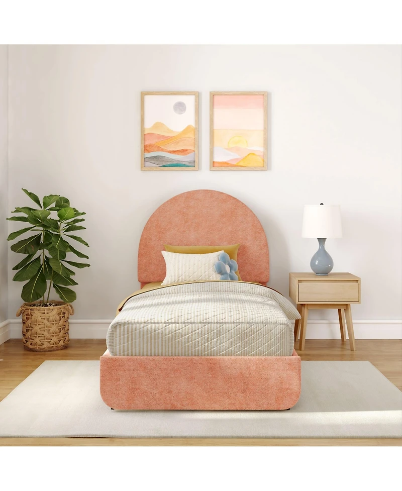 Max and Lily Upholstered Bed with Arch Headboard (Twin