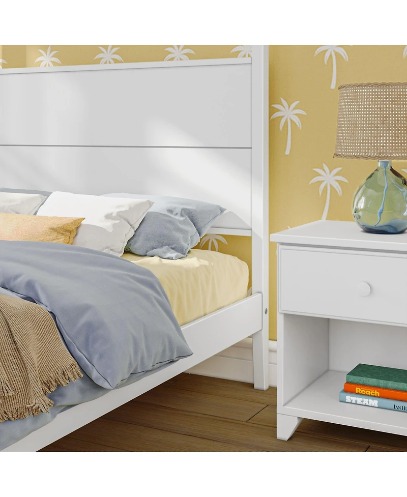 Max and Lilly Haven Canopy Bed with Square Post Wood Headboard (Full), Blonde