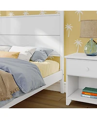 Max and Lilly Haven Canopy Bed with Square Post Wood Headboard (Full), Blonde