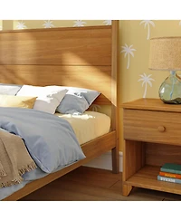 Max and Lilly Haven Canopy Bed with Square Post Wood Headboard (Full), Blonde