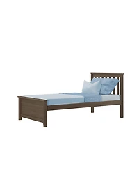 Max and Lily Twin Bed Frame with Headboard, Solid Wood Platform for Kids