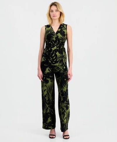 Anne Klein Womens Printed Sleeveless Faux Wrap Top Printed High Rise Wide Leg Pants