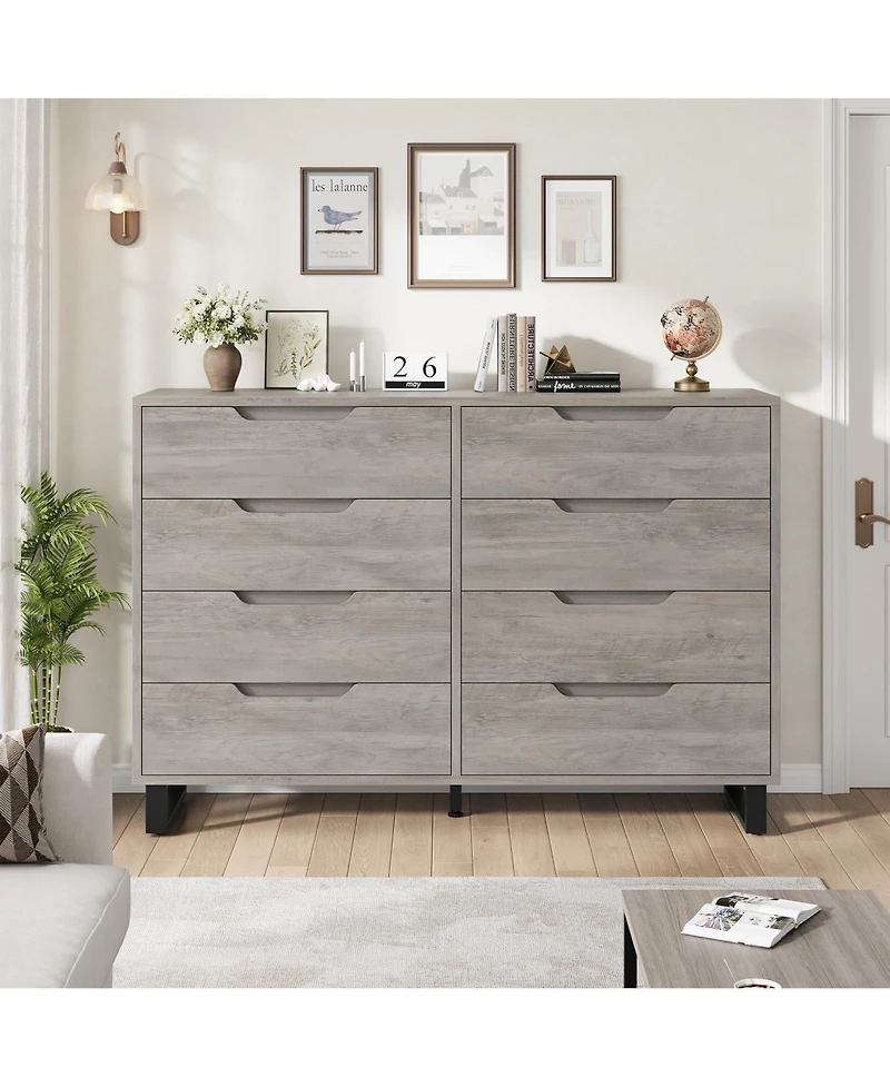 gaomon 8 Drawer Dresser for Bedroom, 55" Wide Freestanding Storage Chest Living Room or Hallway