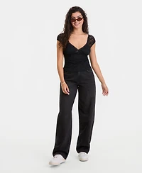 Self Esteem Juniors' Lace Cap-Sleeve Top