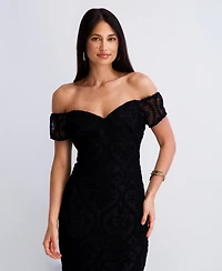 Siena Women's Crochet Lace Removable Straps Sweetheart Neck Midi Dress