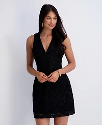 Siena Women's Floral Detail Crochet Lace V-Neck Dress