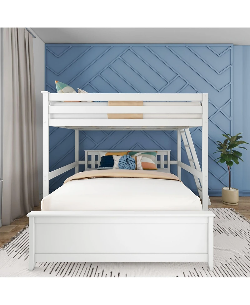 Max & Lily Full Bed Frame with Panel Headboard, Modern Farmhouse Solid Wood Platform