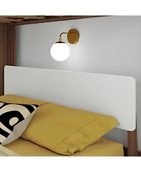 Max & Lily Mid-Century Modern L-Shaped Twin Over Queen Bunk Bed With Ladder on End