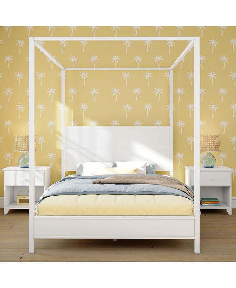 Max and Lily Haven Canopy Bed with Square Post Wood Headboard (Queen)