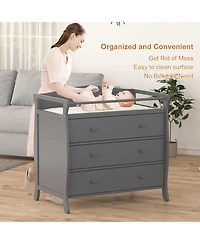 gaomon Wooden Diaper Changing Table, Baby Changing Station Infant Nursing Table with 3 Drawers for Bedroom, Nursery
