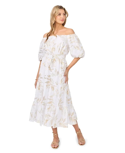 Vince Camuto Women's Off-The-Shoulder Tiered Ruffle Dress