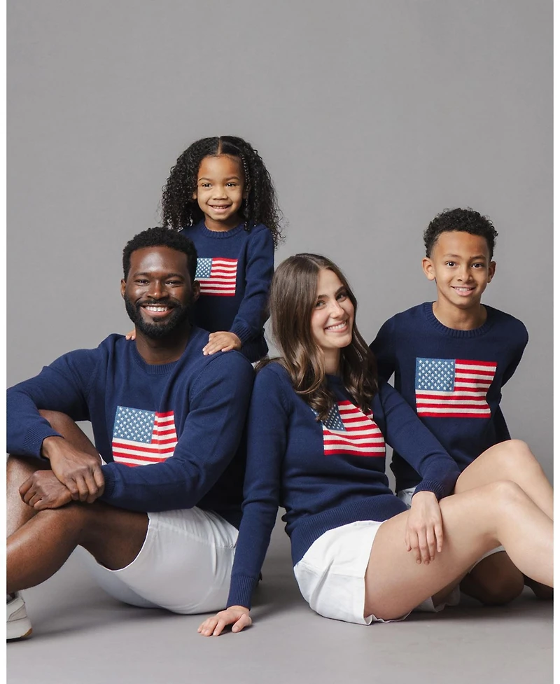 Hope & Henry Girls and Organic Crew Neck Flag Sweater