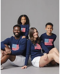 Hope & Henry Girls and Organic Crew Neck Flag Sweater