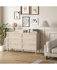 gaomon Drawer Dresser for Bedroom, Rattan Dresser with Metal Handles