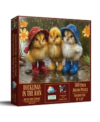 SunsOut Ducklings in the Rain 500 piece Jigsaw Puzzle for Adults