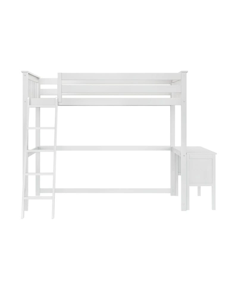 Max & Lily High Loft Bed With Ladder on End and Desk