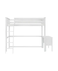 Max & Lily High Loft Bed With Ladder on End and Desk