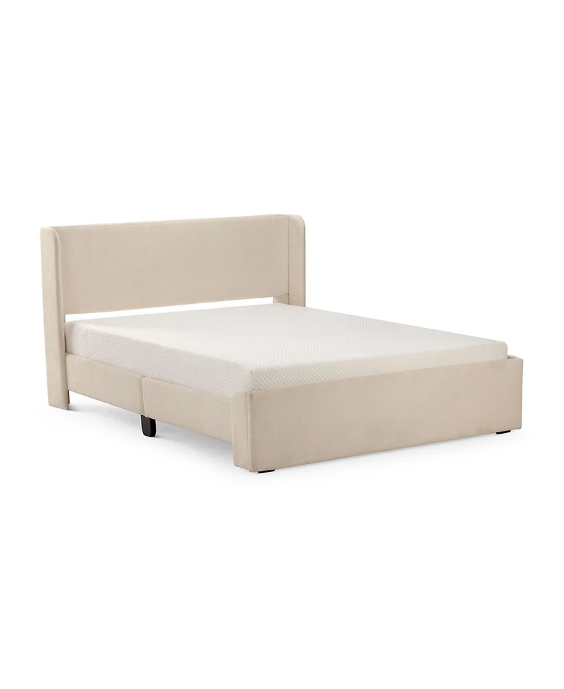 Max & Lily Upholstered Bed with Rectangular Headboard Drawer Side Storage