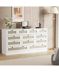 gaomon 12 Drawer Wood Dresser for Bedroom, 61" Wide Storage Cabinet Tv Stand 65" Tv, Chest Living Room