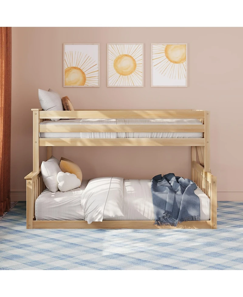 Max and Lily Twin over Full Low Bunk Bed with Ladder on End For Kids