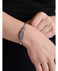 Devata Dragon Skin with Bone Chain Bracelet Sterling Silver and 18K Gold Accents