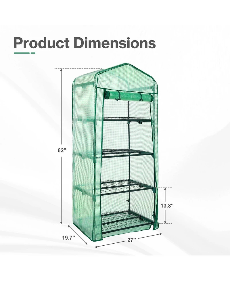 Aoodor 4-Tier Greenhouse with Pe/Pvc Base for Indoor and Outdoor Gardening.