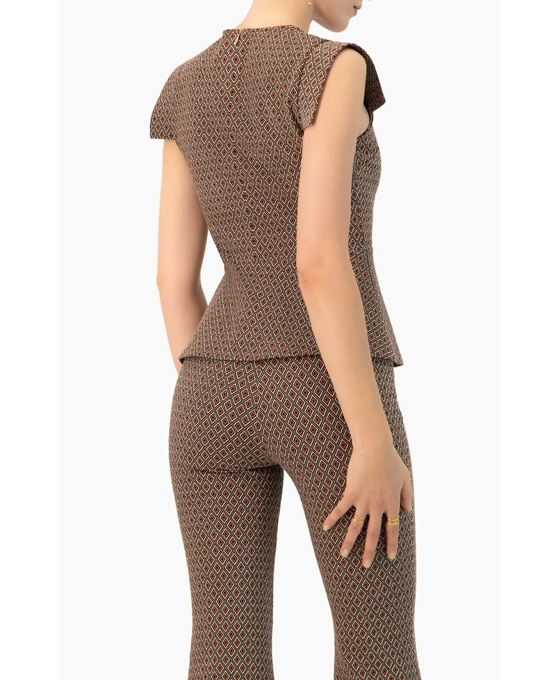 Ivonne Women's Geometric Peplum Blouse