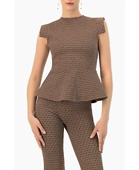 Ivonne Women's Geometric Peplum Blouse