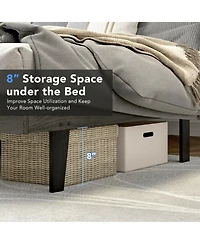 Gouun Queen Size Tufted Upholstered Bed Frame with Channel Headboard