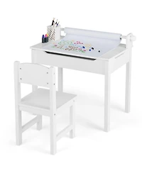 Gouun Kids Activity Table and Chair Set with Storage and Paper Roll Holder