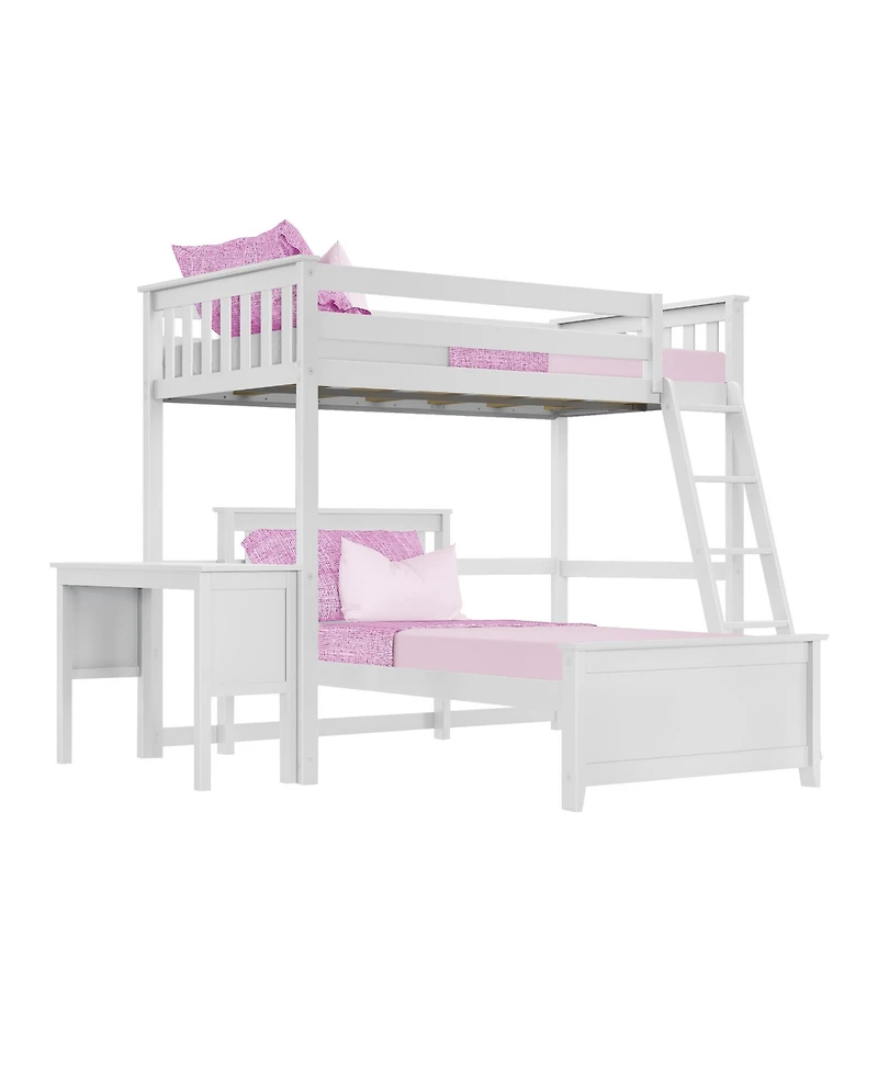 Max & Lily L-Shaped Twin over Bunk Bed with Desk