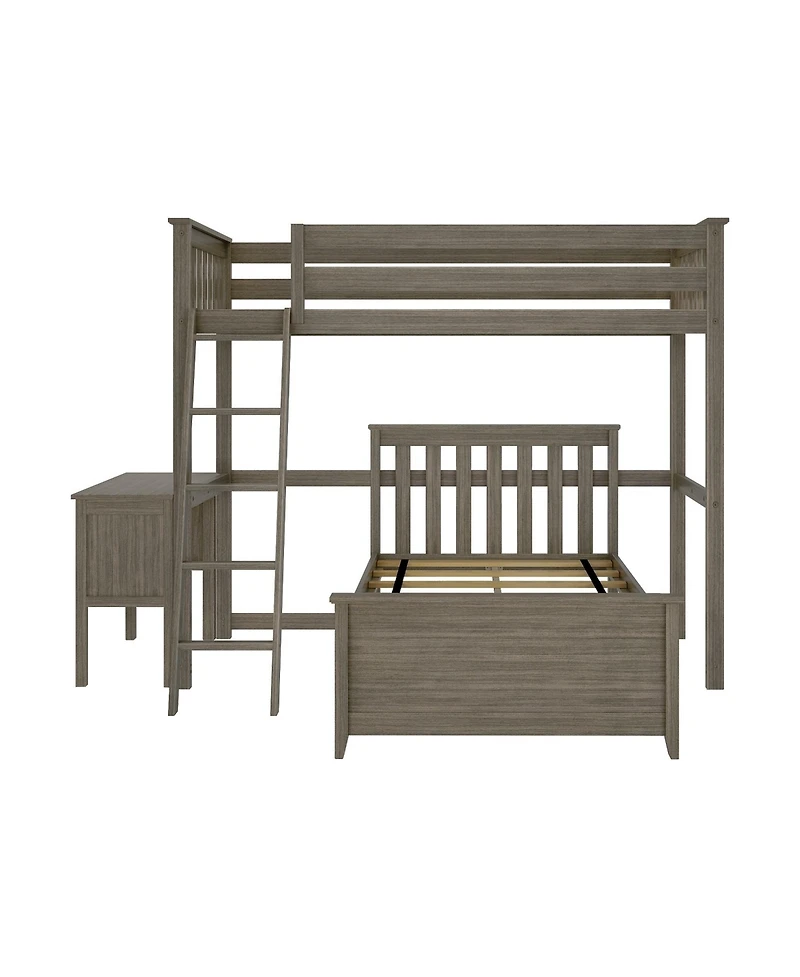 Max & Lily L-Shaped Twin over Bunk Bed with Desk